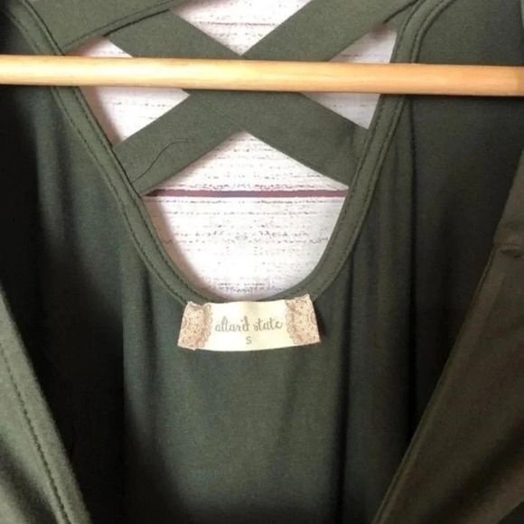 Altar'd State Karol Olive Green Bell Long Sleeve Mini Shift Dress S - Picture 4 of 6